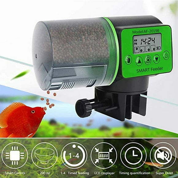Maoww Automatic Fish Feeder Aquarium 200ml Adjustable Timing Smart Food Dispenser Battery Operated Aquatic Pet Feed Device Accessory AF-2021B