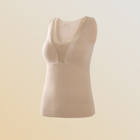

Aueoeo Plus Size Thermal Underwear for Women Thermal Underwear for Women Extreme Cold Weather Women s Calcined Color Thermal Vest Women s Bra Cushion V-Neck Lace Seamless Thermal Underwear Vest
