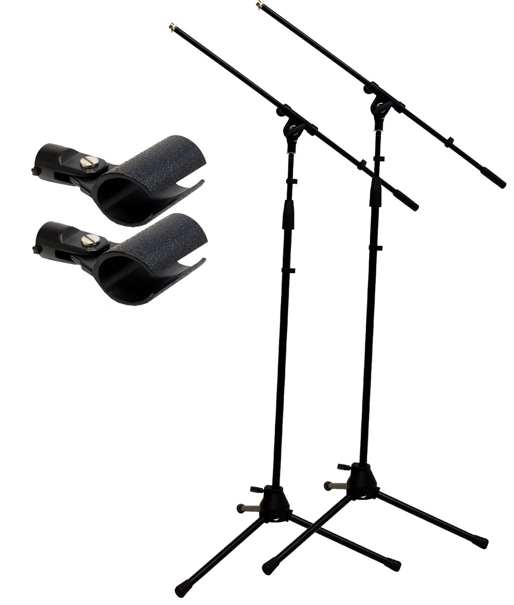 (2) Pro Audio Stage Instrument Adjustable Boom Microphone Stand Free Mic Mounts