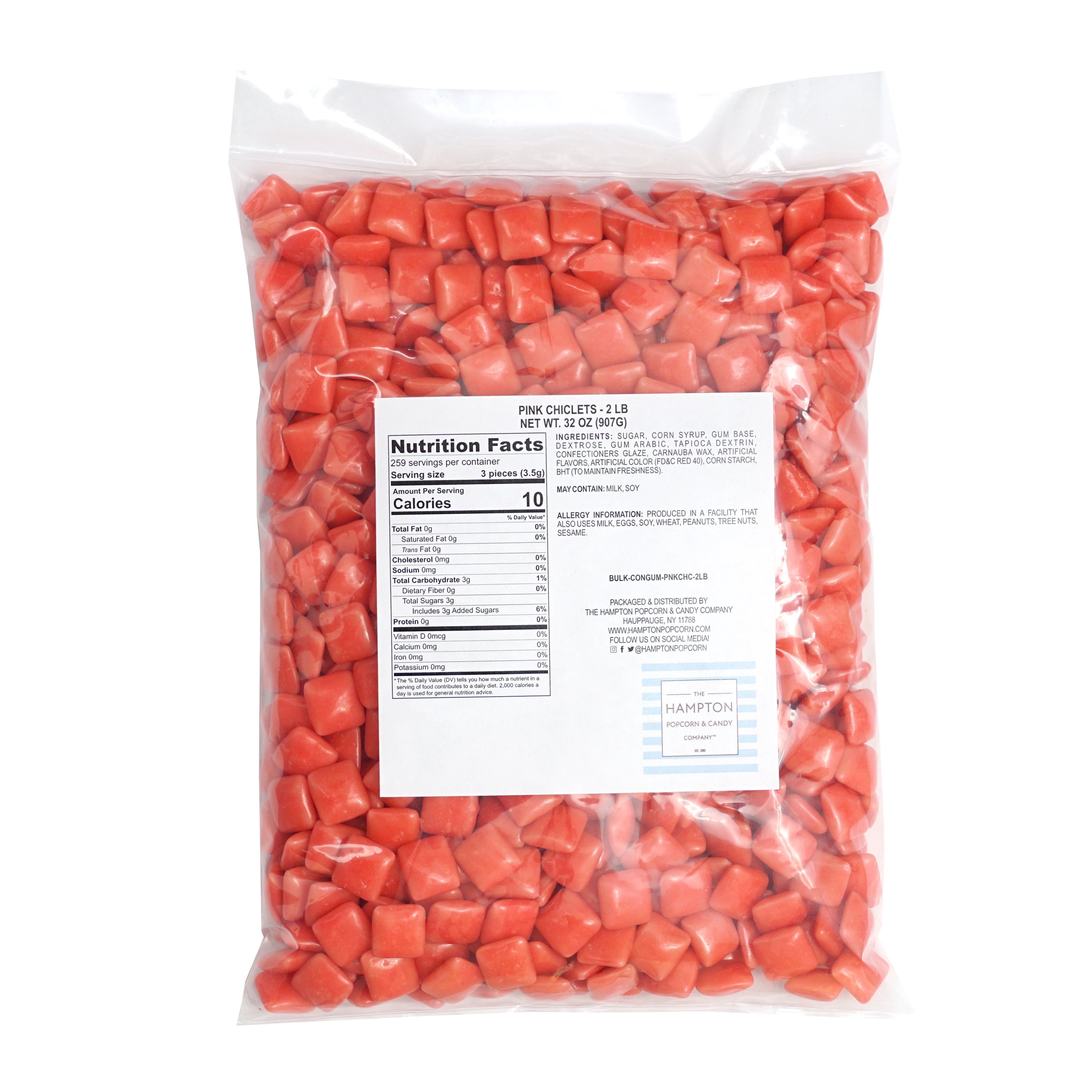 Pink Chiclets Gum, 2 Pound Bag (Approx 720), Double Bubble Pink Chicklet Gum, Candy Machine Refills, Bubble Gum