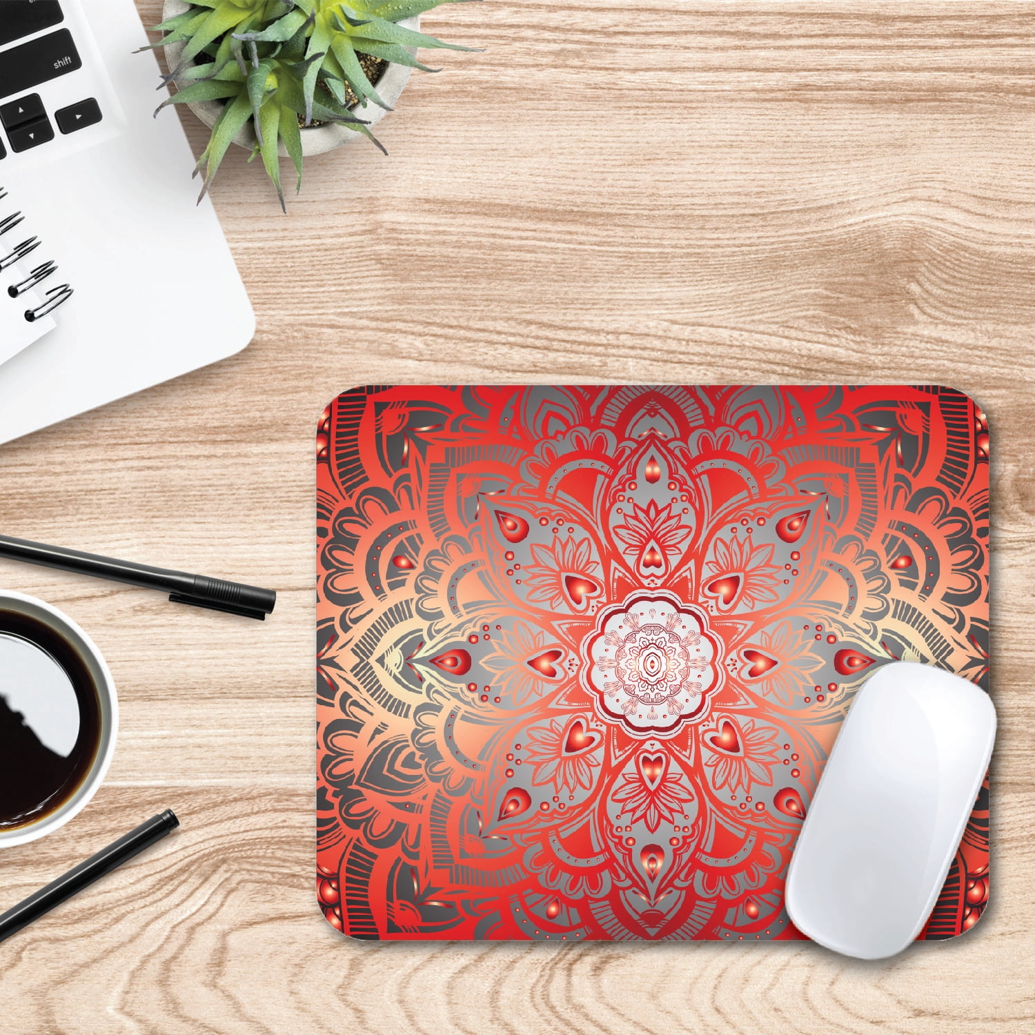 OTM Essentials Mouse Pad, Mandala Heart Orange & Red