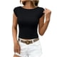 thumbnail image 3 of TaTaai Women Casual Fashion Solid Color Boat Neck Slim Fit Short Top Ladies Stylish Slimming Crop Top for Daily Street Office Commute Wear Soft Comfortable Fashion Blouse Gift, 3 of 7