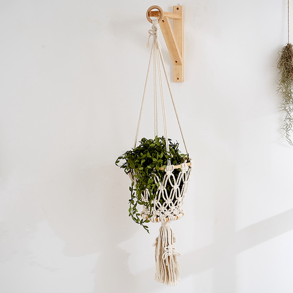 31.5inch Plant Hanger Indoor Hanging Planter Basket with Wood