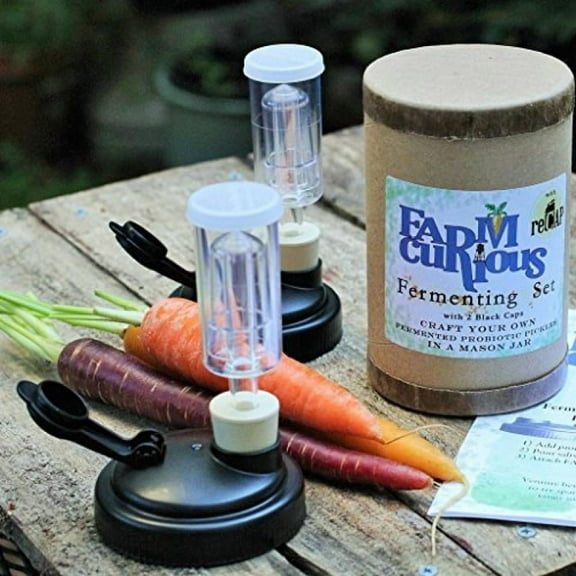 FARMcurious - Mason Jar Fermenting Kit - Mold Free - 2 pack - Black