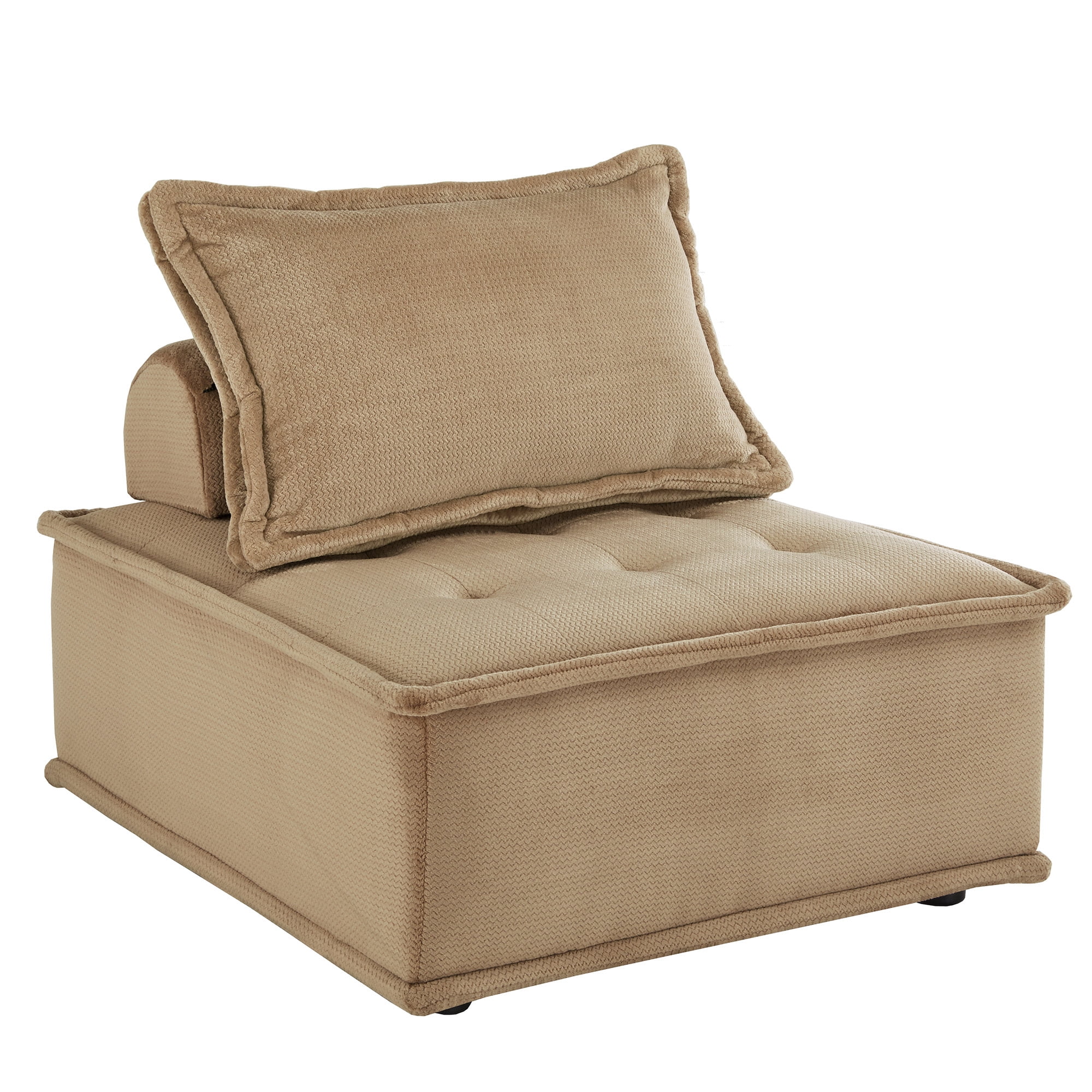 Weston Home Skagway Velvet Tufted Modular Accent Chair with Pillow Back, Taupe