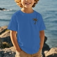 thumbnail image 2 of NINGMENG Chemises & Hauts pour Garçons Tout-Petits Imprimé Cocotier Col Rond Manches Courtes Mignon Décontracté Sport Confortable Chandail T-Shirts Vêtements de Sport, Bleu, 4-5 Ans, 2 of 4