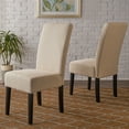 thumbnail image 2 of GDF Studio Percival Contemporary T Stitch Dining Chairs, Set of 2, Beige Fabric and Dark Brown, 2 of 9