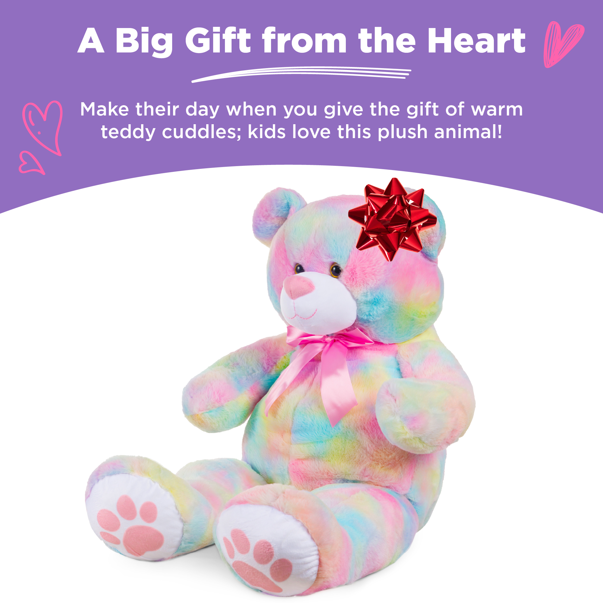 Best Choice Products 35in Giant Soft Plush Teddy Bear Stuffed Animal Toy w/ Bow Tie, Footprints - Pastel - image 4 of 8