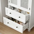 thumbnail image 4 of Homfa Bathroom Cabinet with Rattan Doors, Rattan Linen Storage Cabinet with 2 Drawers, White, 4 of 8