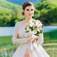 thumbnail image 7 of Wedding Bouquets for Bride Bridesmaid Bouquet Champagne Artificial Roses Flowers for Wedding Valentine's Day Church Home Decoration, 7 of 7