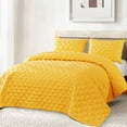 thumbnail image 4 of Exclusivo Mezcla Bed Quilt Set Queen Size for All Seasons, Stitched Pattern Quilted Bedspread/ Bedding Set/ Coverlet with 2 Pillow shams, Lightweight and Soft, Yellow, 4 of 7