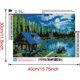 thumbnail image 2 of Kits de pintura de diamantes 5D por números, paisaje de cabaña en un lago de montaña, pintura con diamantes de imitación y cristal (bosque), 2 of 5