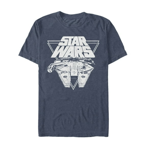 Men's Star Wars The Last Jedi Millennium Falcon Triangle  Graphic Tee Navy Blue Heather Small