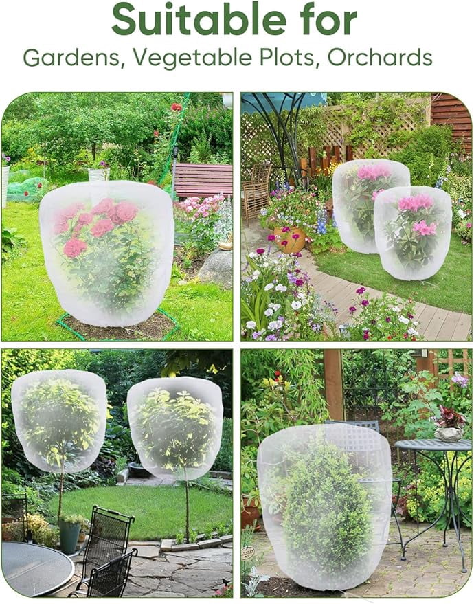 Garden Netting with Drawstring,Bird Netting for Garden- 1 Pack Garden Netting Barrier with Drawstring,Garden Plant Netting for Vegetables(9.8X9.8FT)