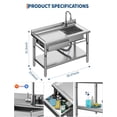 thumbnail image 1 of Royalbelle Évier Utilitaire en Acier Inoxydable avec Robinet Coulissant, Bol Simple Autoportant, 1 of 7