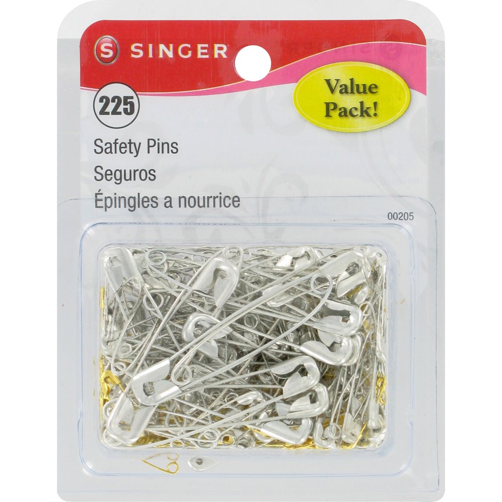 SINGER Assorted Safety Pins In A Resealable Container, 225 Count