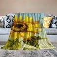 thumbnail image 2 of Fenyluxe Sunflower Bees Blue Sky Throw Blanket Lightweight Blanket for All Seasons Couch Sofa Bed Office Decor 50x60in, 2 of 6
