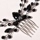thumbnail image 3 of Zhuge Horquillas para el pelo de boda con flores para novias, peinetas con perlas de cristal,joyas con diamantes de imitación para novias, damas de honor y mujeres (negro), 3 of 5