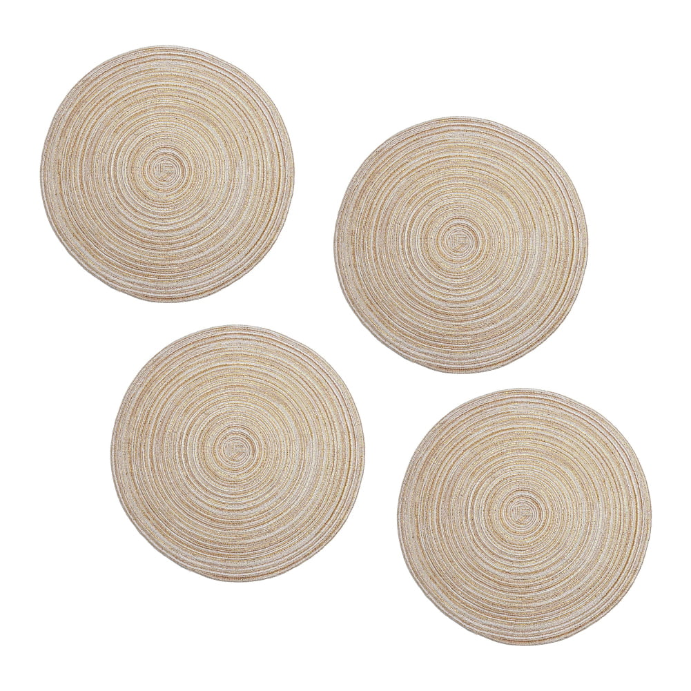 4Pcs Round Woven Placemats Kitchen Dinner Table Place Mats Heat Insulation Pad 