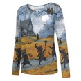 thumbnail image 4 of Camiseta de moda Sexy informal de Halloween para mujer, camiseta estampada de manga larga con cuello redondo y fruncido, blusa, Tops Pompotops FGAJ8124, 4 of 5