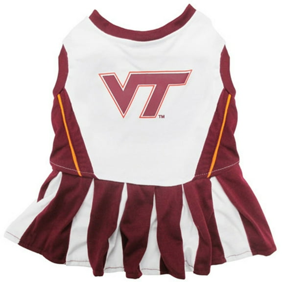 Pets First College Virgina Tech Hokies Cheerleader, 3 Sizes Pet Dress Available. Licensed Dog Outfit