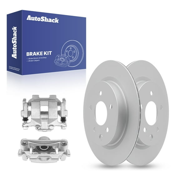 AutoShack Rear Brake Rotors Calipers | Replacement for 2016-2018 Nissan Maxima 3.5L V6 FWD | Coated | 4-PC Brake Kit | ArmorStop