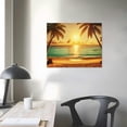 thumbnail image 4 of PIKWEEK  Wall Art Decor Large Canvas Print Picture Sunset Ocean Beach Waves 1 Panel Coconut tree Scenery Painting Artwork for Office Home Decoration Stretched  12*16inch/16*20inch, 4 of 6