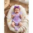 thumbnail image 4 of Cjfdfy Newborn Baby Girl Summer Clothes Baby Girls Mama's Little Bestie Daddy's Little Girl Outfit Ruffled Sleeveless Bow Embroidery Plaid Romper Headband Set, 4 of 9