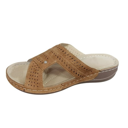 

Sandals Women Summer Womens Casual Shoes Breathable Thick Soled Wedges Leisure Sandals Womens Sandals Pu Brown 39