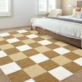 thumbnail image 2 of Hasoo Washable Area Rug 5' x 7' Checked Style Rugs for Living Room Non-Slip Accent Indoor Carpet Camel, 2 of 6