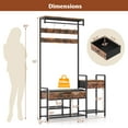 thumbnail image 3 of Costway 70" Freestanding Coat Rack with Shoe Rack 12 Hooks Drawer & Storage Shelf, 3 of 10