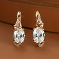 thumbnail image 5 of Trendy 18K Gold Plated Blue Sapphire Stud Earrings with Round and Oval Cut Stones - Perfect for Anniversary and Special Occasions, 5 of 5