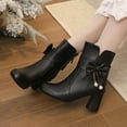 thumbnail image 7 of Lilgiuy Women's Ankle Boots Thick Heel Fall Winter Bow Tassel Lorita Round Toe Short Booties for Women, 7 of 7