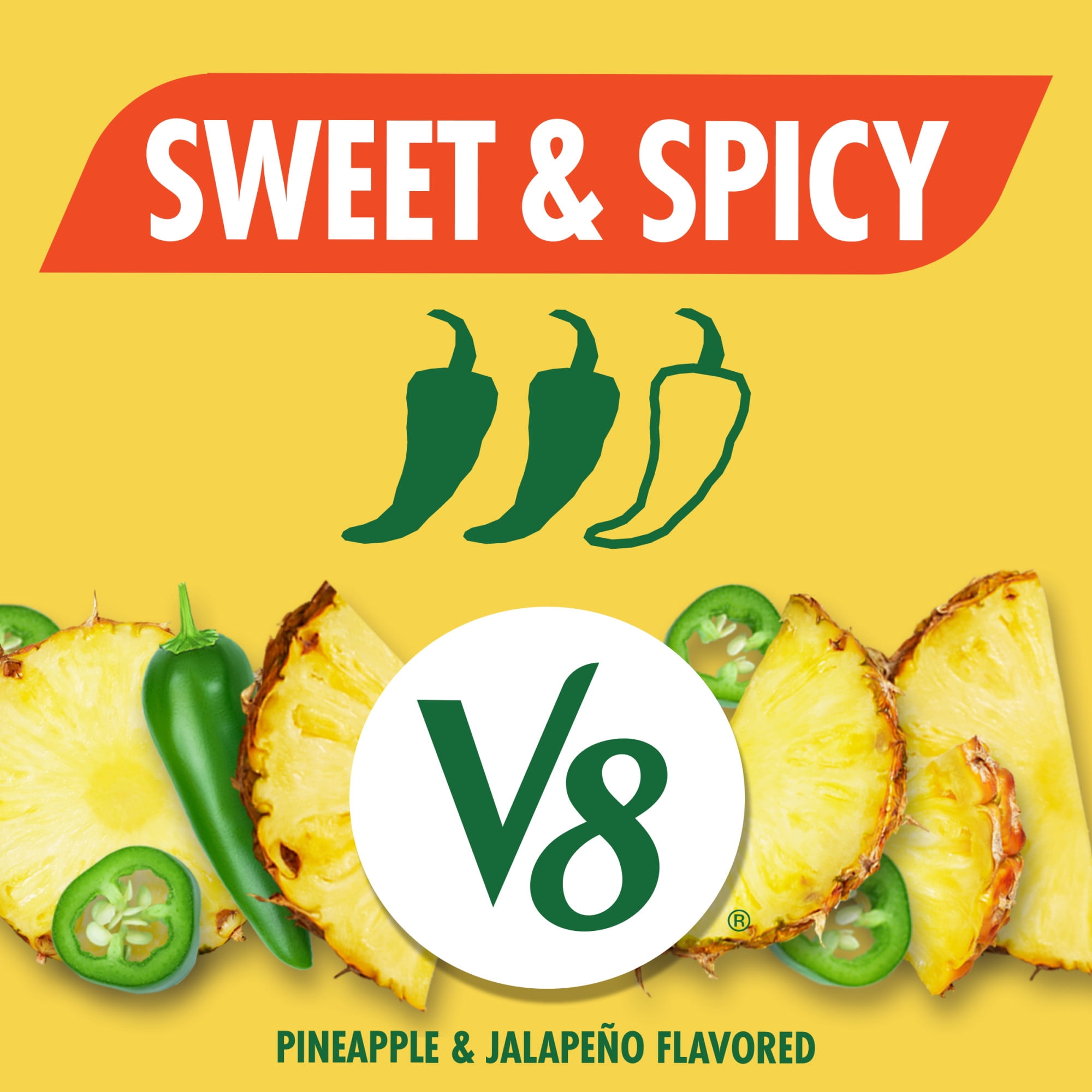 V8 Pineapple Jalapeno 100% Fruit and Vegetable Juice, 8 fl oz Can, 6 Count