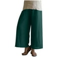 thumbnail image 2 of Soft Cotton Casual Pants - Women's Ladies' Solid Color Elastic Waist Cotton and Linen Big Casual Pants Green Xxl, 2 of 8