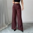 thumbnail image 2 of Yuanlook Women's Dress Pants Wide Leg Business Pants Wide Leg High Elastic Waisted Work Trousers Long Straight Suit Pants, 2 of 6