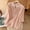 Pink, variant on Qulqfy Solid Women's Blouses V-Neck 3/4 Length Sleeve Loose Fit Casual Cotton Linen Fall Work Flowy Pleat Tops for Women Trendy Black L