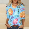 thumbnail image 4 of Women's Blouses,Easter Shirts for Women Cute Bunny Print Tops 3/4 Sleeve Casual Crewneck Pullover Holiday Blouses, 4 of 6