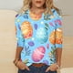 thumbnail image 2 of TaTaai Women Fashion Easter Eggs Floral Print 3/4 Sleeve Crew Neck Casual Top Soft Breathable Fabric for Spring Easter Holiday Family Gatherings Gift, 2 of 6