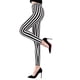 thumbnail image 1 of Womens Mid Rise Ankle Length Stretchy Leggings Black White Vertical Striped Prin, 1 of 5