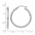 thumbnail image 3 of Auriga 14k White Gold 2.5mm Lightweight Tube Hoop Earrings for Women(L-30mm, W-30.5mm), 3 of 5