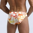 thumbnail image 2 of Jinhomg Mens Beach Swim Briefs 2025 Tropical Hawaiian Style Print Bathing Suit Lightweight Comfy Low Rise Summer Vacation Swimwear Holiday Sales Orange L, 2 of 6