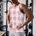 thumbnail image 3 of Wukai Plaid Heart Print Men’s Workout Tank Top Sleeveless Muscle T shirt Gym Running Fitness Tank Top-Large, 3 of 7