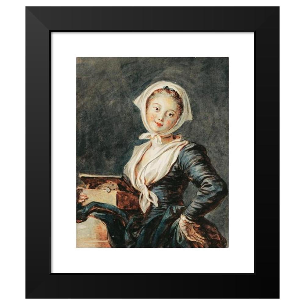 Jean-Honoré Fragonard 15x18 Black Modern Framed Museum Art Print Titled - The Girl with the Marmot