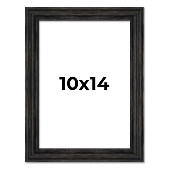 10x14 Distressed/Aged Black Complete Wood Picture Frame with UV Acrylic, Foam Board Backing, & Hardware