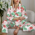 thumbnail image 4 of Goofa Strawberry Printed Women’s 2 Piece Pajama Set Super,Pajamas Women's Long Sleeve Sleepwear Soft Button Down Loungewear Pjs Lounge Set Nightwear-Small, 4 of 9