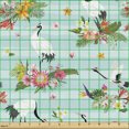 thumbnail image 2 of Ambesonne Tropical Fabric by the Yard Upholstery, Japanese Cranes Flowers, 10 Yards, Multicolor, 2 of 5