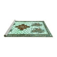 thumbnail image 2 of Ahgly Company Machine Washable Indoor Rectangle Persian Turquoise Blue Traditional Area Rugs, 7' x 9', 2 of 4
