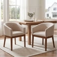 thumbnail image 4 of Guyou Modern Upholstered Dining Chairs Set of 4, Farmhouse Linen Kitchen & Dining Room Chairs with Armrests, 18" W Wooden Barrel Accent Chair Armchair for Dining Room Living Room Bedroom, Beige, 4 of 13