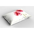 thumbnail image 2 of Ambesonne Flower Pillow Sham 2 Pack, Red Poppies Vivid Spring, 26"x20", Pale Green Hot Pink, 2 of 3